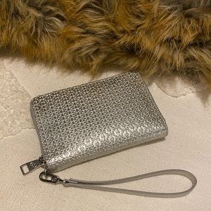 Tory Burch Silver Embossed Leather Wallet